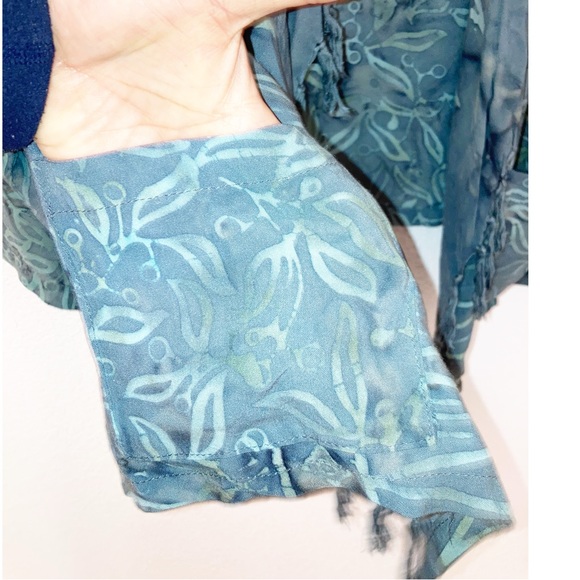 BATIK Handmade Shrug in Teal / muted turquoise Lightweight SZ: Large - Picture 4 of 6